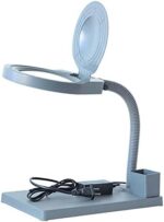 مكبر مكتب زجاجي مع مصباح ليد قابل للتعديل